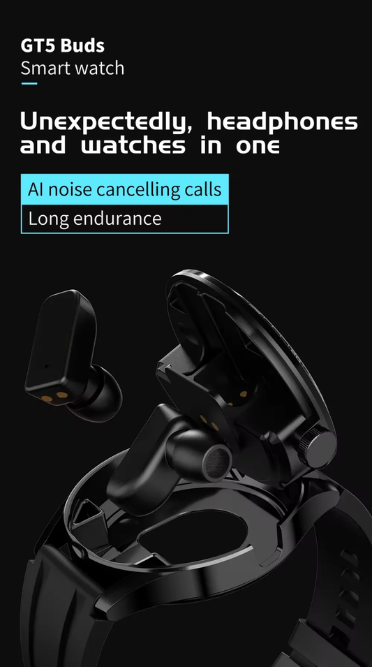 GT5 Buds – Smart Watch & Écouteurs 2-en-1 : Technologie réinventée